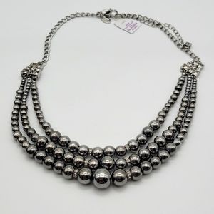 Lia Sophia short necklace in dark silver.